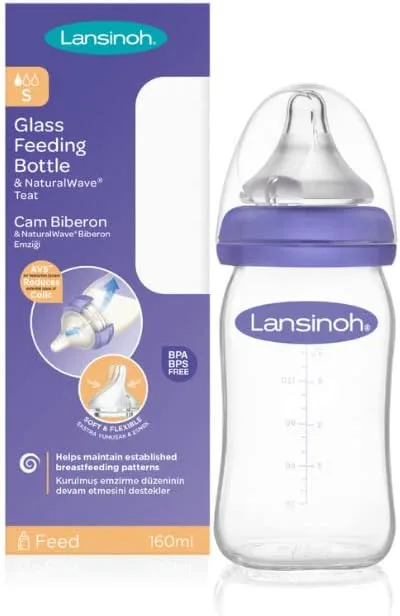 Lansinoh Momma Biberon in Vetro con Tettarella NaturalWave® 160ml