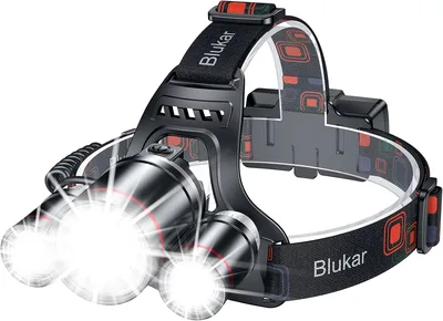 Blukar Ładowalna Latarka Czołowa LED, Superjasna Czołówka Ładowalna | 3 Rodzaje Światła, 5 Trybów, Zoom, Reflektor i Światło Rozproszone, IPX6 Wodoodporna, 20+ Godzin Pracy do Biegania, Wędrówek