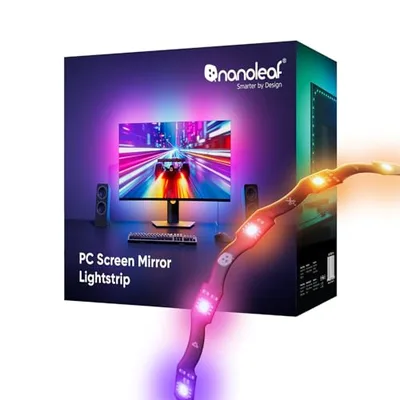 Nanoleaf PC Screen Mirror LED Strip, 2,5 m RGB IC Zickzack Streifen, nahtloser Halt an Bildschirme bis 32“, smarter USB-C Gaming Lichtleiste, direkter Musik Sync & Dynamische Szenen via Desktop App