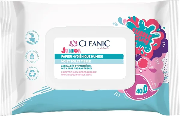 Cleanic Junior Nawilżany Papier Toaletowy, 40 sztuk