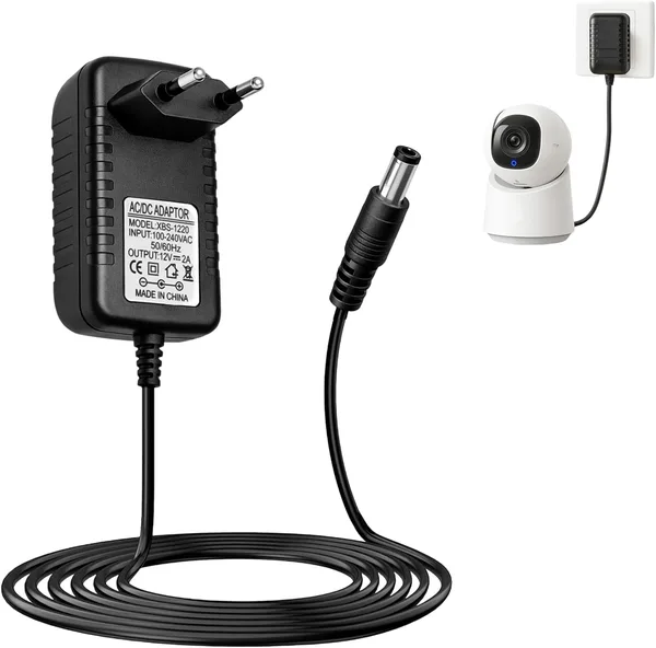 Uniwersalny zasilacz sieciowy 12 V, 2 A, zasilacz AC DC 100-240 V 50/60 Hz, ładowarka elektryczna z kablem 100 cm do taśmy LED, routera, kamery monitorującej, radiobudziku, monitora TFT, LCD