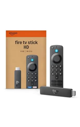 Amazon Fire TV Stick HD (neueste Generation), Free- und Live-TV-Inhalte, Alexa-Sprachfernbedienung, wird über den Fernseher mit Strom versorgt, mühelose Einrichtung, finde Serien schneller mit Alexa+