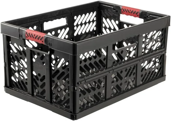 keeeper Set di 4 Cassette Pieghevoli con Impugnatura Soft-Touch, 54 x 37 x 28 cm, 45 L, Ben, Grigio Grafite