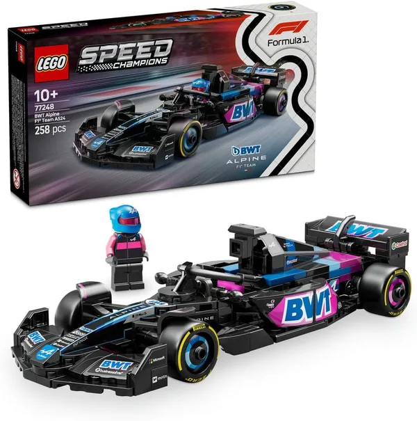 LEGO Speed Champions Bolid F1® BWT Alpine Team A524 77248 | Bolid F1, zestaw klocków, prezent dla fana motoryzacji 10+, z minifigurką, 258 elementów