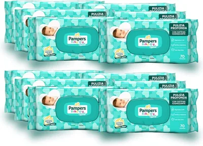Pampers Baby Dry Salviette Umidificate per Neonati e Bambini, 840 Unità (12 Confezioni), Formato Scorta, Con Aloe Vera, Ripristina il PH Naturale della Pelle, Protezione da Irritazioni