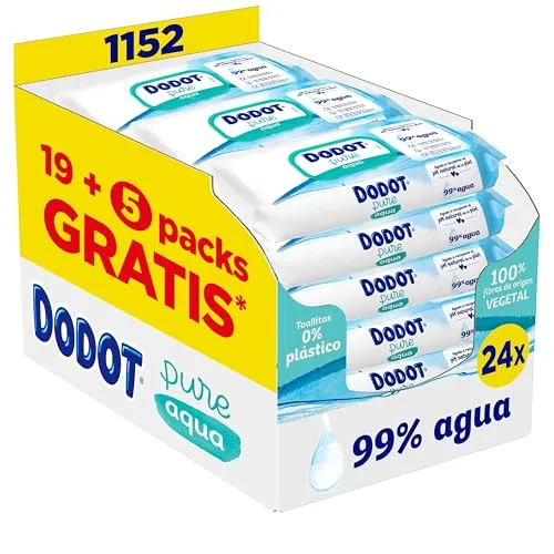 Dodot Salviette Pure Aqua Per Neonati 24 Confezioni da 48 Pezzi = 1152 Salviette, Aiuta A Ripristinare Il PH Naturale Della Pelle 99% Acqua