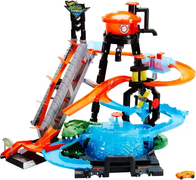 Hot Wheels City Coffret Station de Lavage Ultime et 1 Voiture Jouet