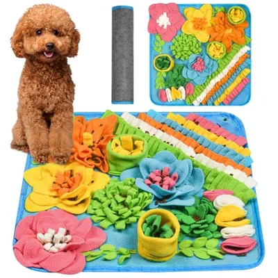 OSDUE Schnüffelteppich Hund, Futterschnüffel-Futtermatte, Hunde-Schnüffelmatte, Welpen-Trainingsmatte, Schnüffelspielzeug Interaktive Hundespielzeug, Hunde Spielteppich für Alle Hunderassen, 39 x 39CM