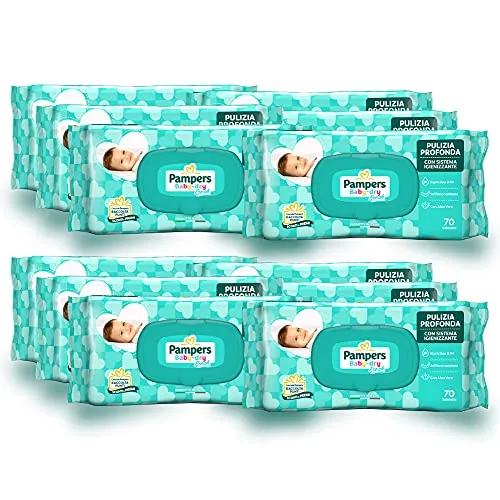 Pampers Baby Dry Salviette Umidificate per Neonati e Bambini, 840 Unità (12 Confezioni), Formato Scorta, Con Aloe Vera, Ripristina il PH Naturale della Pelle, Protezione da Irritazioni