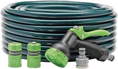 Draper 56447 - Tubo da giardino lungo 30 m, diametro 12 mm, con set di spruzzatori, colore: Verde