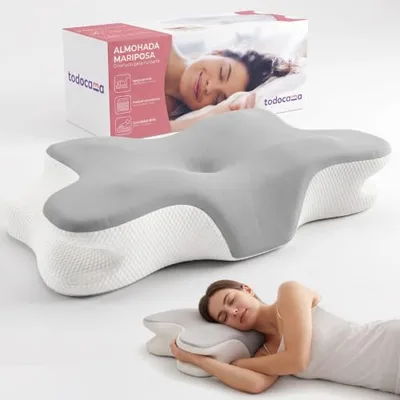 Todocama Oreiller cervical viscoélastique ergonomique pour cervicales et cou, réduit la tension et soulage la douleur, housse anti-acariens amovible et lavable, 60 x 40 cm