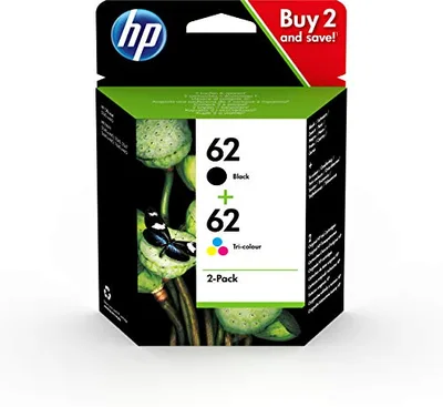 HP 62 Noir et Trois Couleurs, Lot de 2 Cartouches Encre Originales