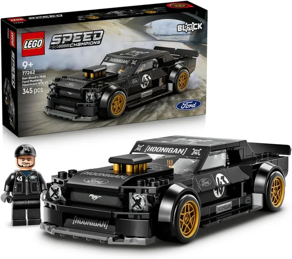 LEGO Speed Champions 65 Ford Mustang Hoonicorn V1 Kena Blocka 77262 | Model samochodu, zestaw klocków, prezent dla fana motoryzacji 9+, z minifigurką, 345 elementów