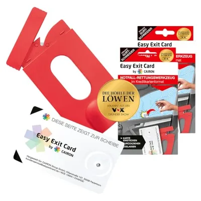 Si chaque seconde compte - Outil de sauvetage d'urgence au format carte de crédit - Pour vitres latérales de voiture, utilisable à l'intérieur et à l'extérieur - Avec étui