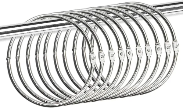 10 pezzi 80 mm grande metallo versatile portachiavi a sgancio rapido con gancio per tenda da doccia Hagig telo per vestiti telo da bagno argento