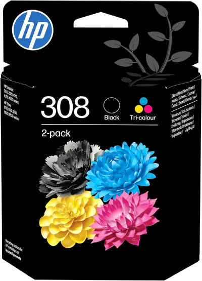 HP 308 Nero e Tricromia, Confezione da 2 Cartucce Inchiostro Originali