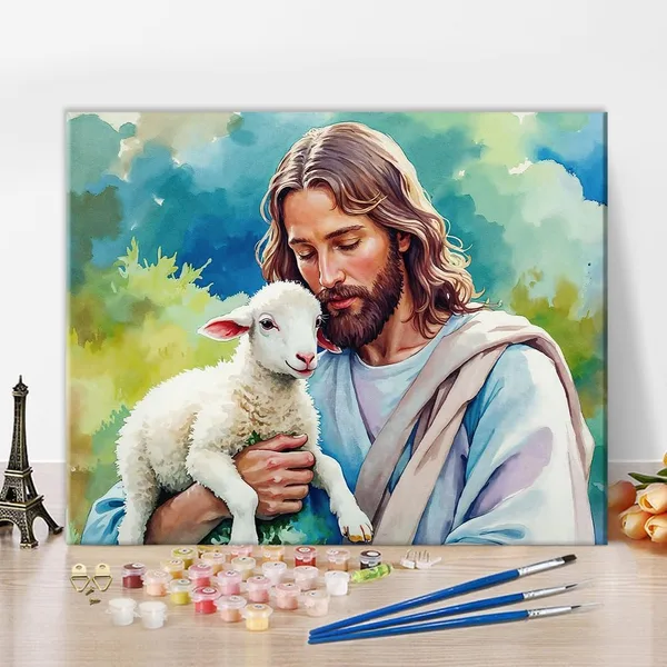 Jezus zestaw do malowania według liczb, jako prezent, kolorowe malarstwo olejne, zestaw do rzemiosła artystycznego, "zrób to sam", Jezus Chrystus, malowanie według liczb, dla dorosłych, początkujących