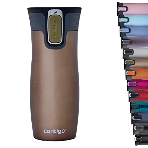 Contigo West Loop Autoseal Travel, Thermique en acier inoxydable, Fiole à vide, Gobelet étanche, Tasse à café avec couvercle facile à nettoyer sans BPA, Latté, 470 ml, Latte