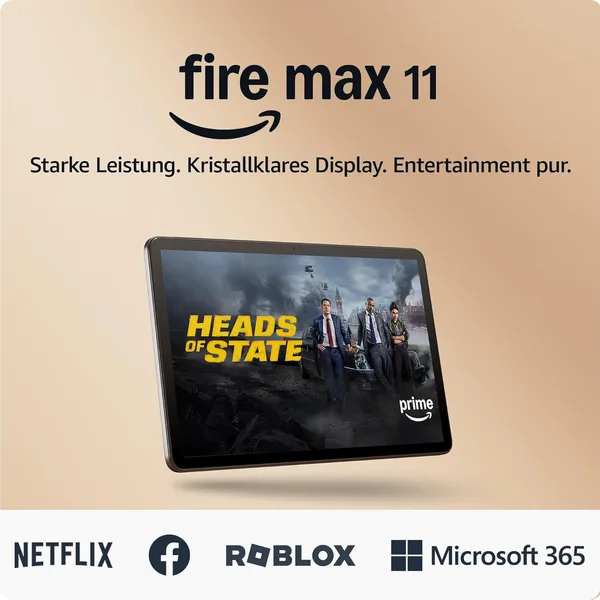 Amazon Fire Max 11-Tablet (Neueste Generation), unser bisher leistungsstärkstes Tablet, mit klarem 11-Zoll-Display, Octa-Core-Prozessor, 4 GB RAM, 14 Std. Akkulaufzeit, 64 GB, grau, mit Werbung
