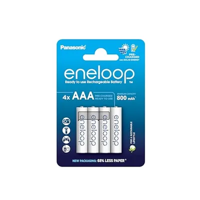 Panasonic eneloop | Ready-to-Use Ni-MH akumulatory, AAA/Micro, 4 sztuki w zestawie, większa pojemność min. 800 mAh, 2100 cykli ładowania, w opakowaniu w bez tworzyw sztucznych