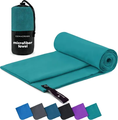 Ręcznik z mikrofibry Zenacross z torbą do noszenia - Kompaktowy, szybkoschnący i chłonny ręcznik sportowy Rozmiar M - 140 x 70 cm - Petrol Green