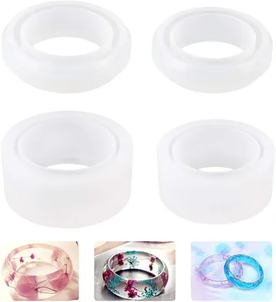 WANDIC Harzformen, 4 Stück Armband-Silikonformen, Schmuckgussformen, runde Silikonform für DIY Handwerk Armreif, Armband, Schmuckherstellung