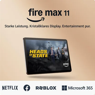 Amazon Fire Max 11-Tablet (Neueste Generation), unser bisher leistungsstärkstes Tablet, mit klarem 11-Zoll-Display, Octa-Core-Prozessor, 4 GB RAM, 14 Std. Akkulaufzeit, 64 GB, grau, mit Werbung