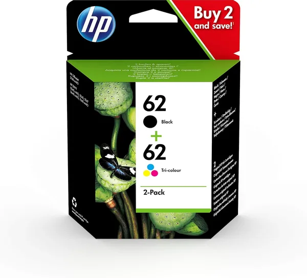 HP 62 Schwarz/Farbe, Original Druckerpatronen 2er-Pack