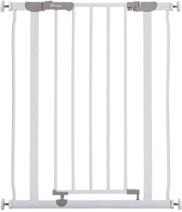 Dreambaby® Ava Slimline - Cancelletto di Sicurezza Extra-Stretto 61-68 - Installazione a Pressione. Adatto per Porte, Corridoi e Scale (Colore: Bianco)