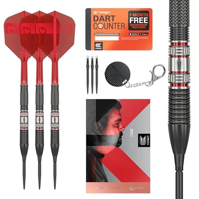Target Darts Gabriel Clemens 95K Steel Tip Swiss Point Darts, 95% Tungsten Darts met K-Flex Flights, 21G/22G/23G | Duitse Giant Clemens Darts, Player Edition Zwitserse Points K Flex Dart Set