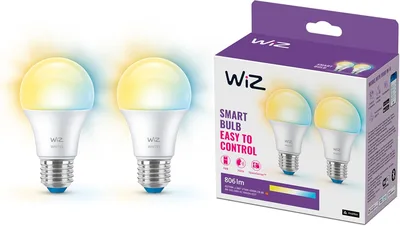 WiZ Lampadina Goccia Smart WiFi, Luce Bianca da Calda a Fredda, attacco E27, equivalente a 60W, Tecnologia SpaceSense, Controllo Vocale (Alexa, Apple HomeKit, Google Home), confezione da 2