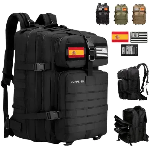 JUPPLIES Zaino tattico militare 45L/80L Oxford 600D con sistema Molle – Zaino trekking per emergenza di 3 giorni per caccia e campeggio, impermeabile, moto, crossfit, palestra e viaggi