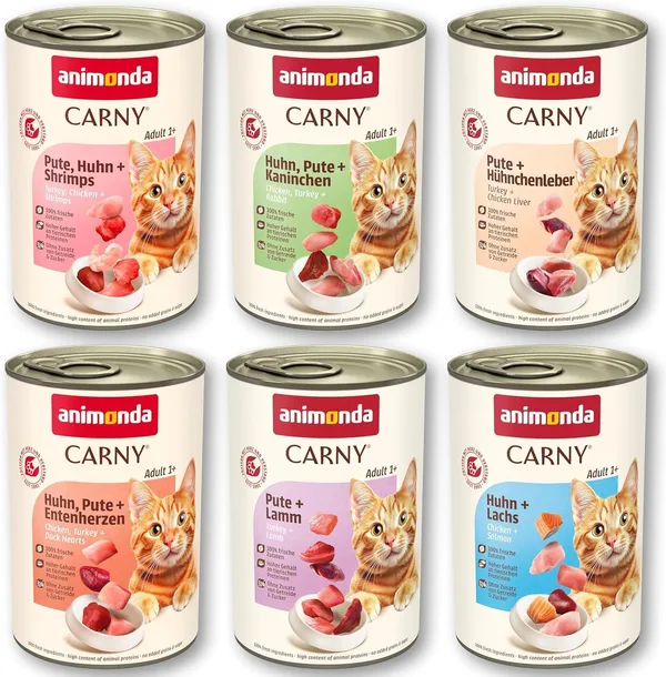 animonda Carny Wariant dla dorosłych drobiu (6 x 400 g), mokra karma dla dorosłych kotów, mokra karma ze 100% świeżymi, mięsistymi składnikami, karma dla kotów bez zbóż i cukru