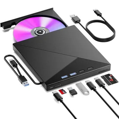 BNEHHOV Zewnętrzny napęd CD/DVD Przenośna Nagrywarka Odtwarzacz 7 w 1