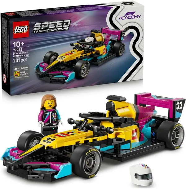 LEGO Speed Champions Bolid F1 ACADEMY™ LEGO® 77258 | Bolid F1, zestaw klocków, prezent dla fana motoryzacji 10+, z minifigurką, 201 elementów
