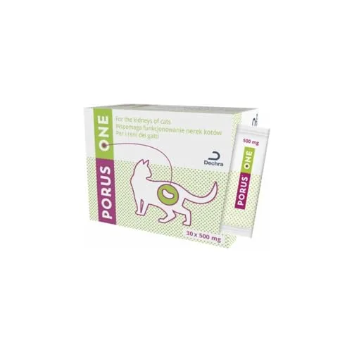Porus ONE, Karma uzupełniająca niskobiałkowa dla kotów z chorobami nerek, zmniejszająca podwyższony poziom toksyn mocznicowych, 30 x 500 mg