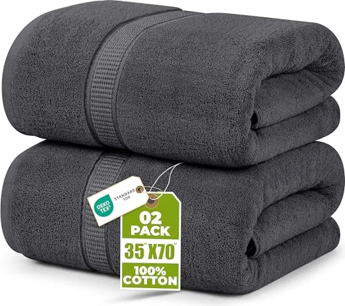 Utopia Towels - (Opakowanie 2 szt.) Luksusowy bardzo duży ręcznik kąpielowy - 100% czesana bawełna pierścieniowa, bardzo miękka i bardzo chłonna, grube duże ręczniki łazienkowe 90 x 180 CM (Szary)