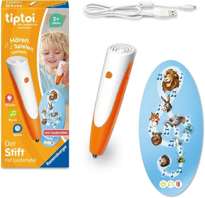 Ravensburger tiptoi Penna con lavagna canzoni 00233, il sistema di apprendimento giocoso, giocattolo educativo per bambini dai 2 anni in su, con penna tiptoi