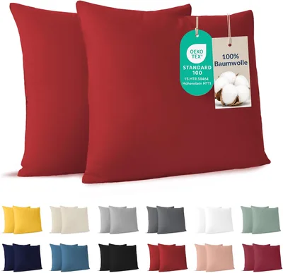 Dreamzie - Kissenbezug 40x40cm - 2er Set - 100% Baumwolle - Rot