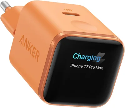 Anker ładowarka USB-C Nano, 45 W, inteligentny wyświetlacz, GaN | Kompaktowa szybka ładowarka GaN, rozpoznająca i chroniąca baterię Twojego iPhone'a, do iPhone 17/16/15, iPad, MacBook