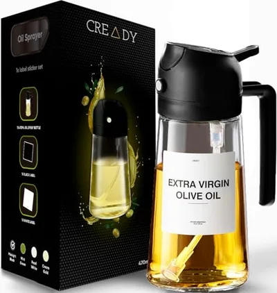 CREADY Spruzzino Olio per Friggitrice Aria 470 ml | Bottiglia Dosatore Olio 2 in 1