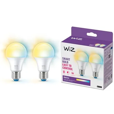 WiZ Lampadina Goccia Smart WiFi, Luce Bianca da Calda a Fredda, attacco E27, equivalente a 60W, Tecnologia SpaceSense, Controllo Vocale (Alexa, Apple HomeKit, Google Home), confezione da 2