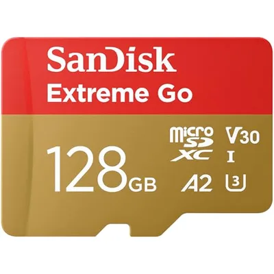 SANDISK Extreme Go karta micro SD + adapter 128 GB, prędkość odczytu do 200
