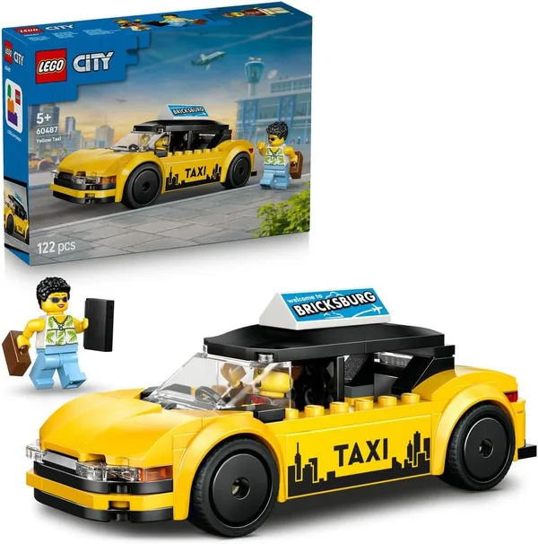 LEGO City Żółta taksówka 60487 | Zabawkowa taksówka, zestaw klocków konstrukcyjnych, prezent dla chłopca i dziewczynki, dla 5-latka, 122 elementy