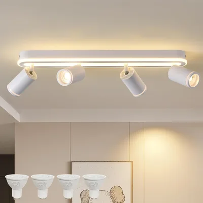 MYCUL Spot de Plafond à LED 4 Flammes 36W+4x5W GU10 spots,3000K,Blanc