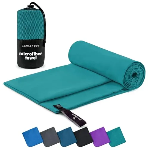 Ręcznik z mikrofibry Zenacross z torbą do noszenia - Kompaktowy, szybkoschnący i chłonny ręcznik sportowy Rozmiar M - 140 x 70 cm - Petrol Green
