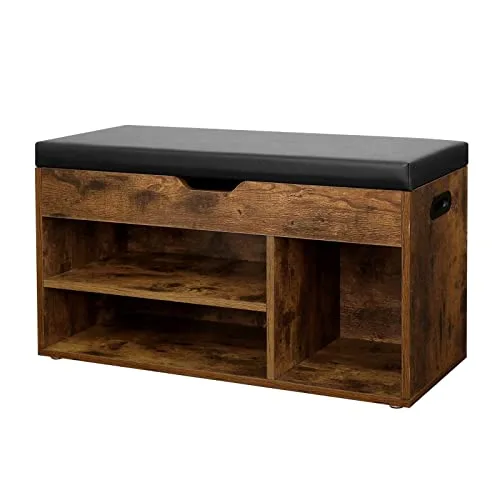 VASAGLE Schuhbank mit Sitzfläche, 3 Ebenen, gepolstert, 30 x 80 x 44 cm