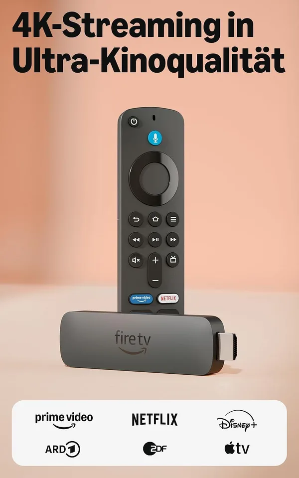 Amazon Fire TV Stick 4K Plus, mit Unterstützung für Wi-Fi 6 sowie Streaming in Dolby Vision/Atmos und HDR10+, finde Serien schneller mit Alexa+