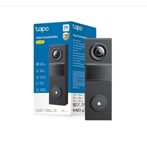 Tapo D205 Domofon 2K 3MP, pole widzenia 160°, wykrywanie AI, IP54, połączenie dzwonkowe, wysoka żywotność baterii 5200 mAh, szybkie ładowanie, port USB-C, kompatybilny z panelem słonecznym