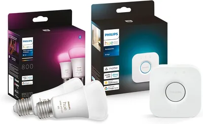 Philips Hue Zestaw White and Color Ambiance E27 2 szt. 800Lm i Mostek Hue
